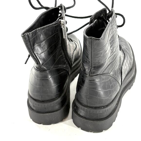 Jessica Simpson Enita Combat Boots 8 Black NWOT Ankle Booties Lace Grunge Croc - Picture 6 of 8